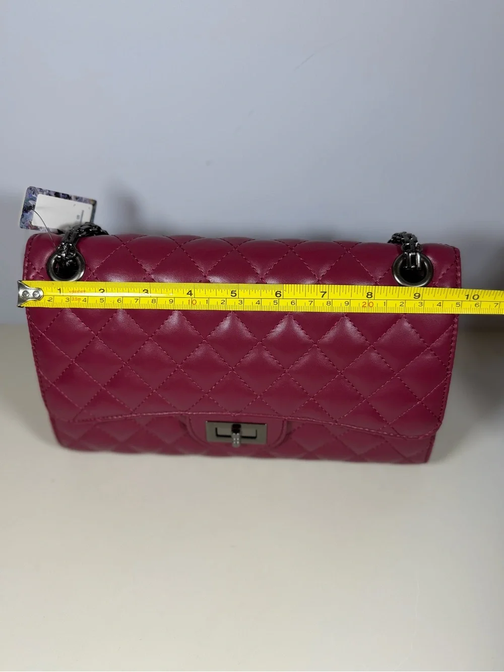 Unk Quilted Crossbody Bag in Burgundy with Gunmetal Chain
